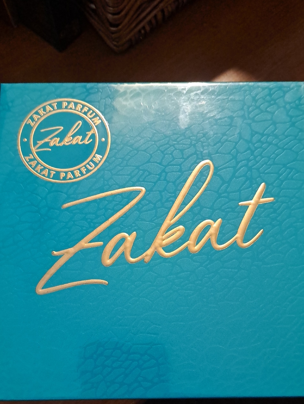 Zakat Parfum Zakat Teal Box with Gold Script